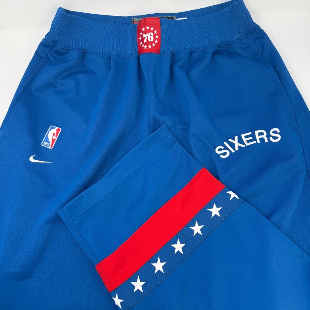 Nike Philadelphia 76ers NBA Warm‎ Up Pants Mens Large Blue Snap Bottom Track 66